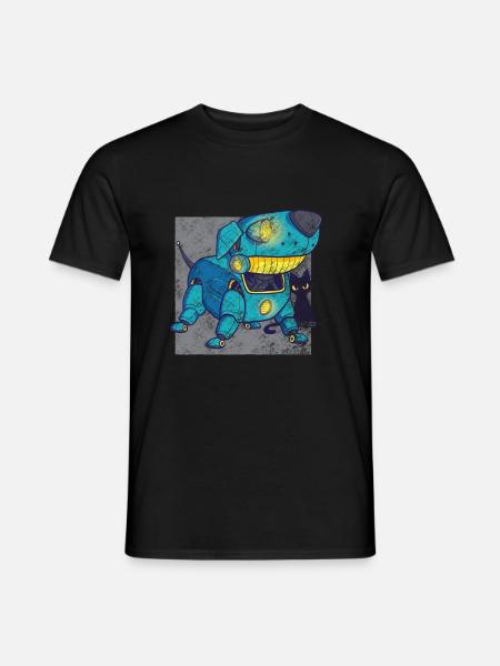 Retro robot dog - Men's T-Shirt - black