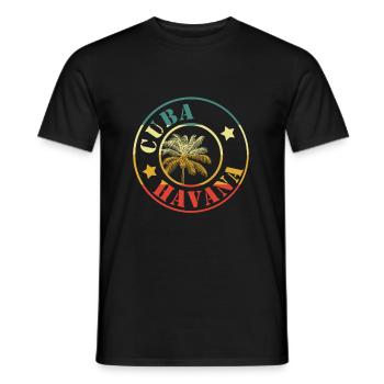 cuba habana retro circle - Men's T-Shirt - black - Front - AI Model Male 178 light (178cm)