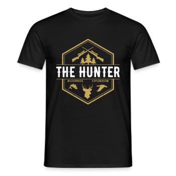 THE HUNTER hunting hunter forester deer forest gift - Men's T-Shirt - black - Front - AI Model Male 178 light (178cm)