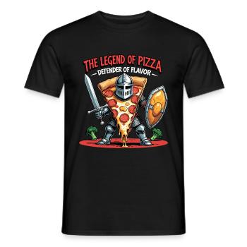 The Legend of Pizza - Ritterhaftes Food-Design - Männer T-Shirt - Schwarz - Vorne - AI Model Male 178 light (178cm)