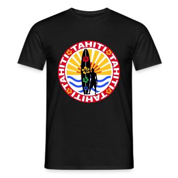 tahiti surfing design - Men's T-Shirt - black - Front - AI Model Male 178 light (178cm)