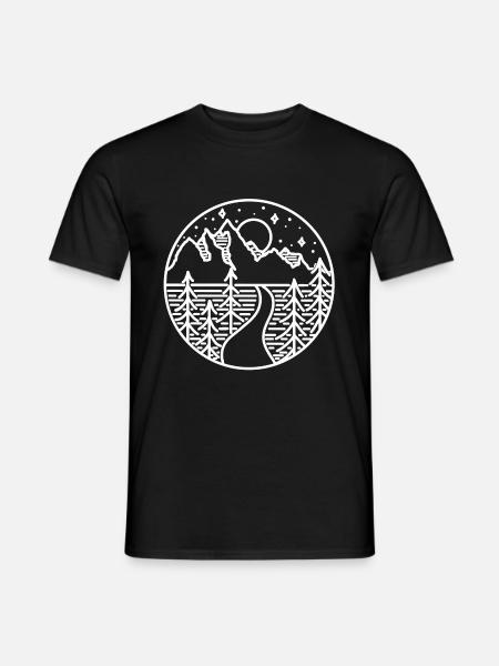 Natur Fluss Gebirge Wald - Männer T-Shirt - Schwarz
