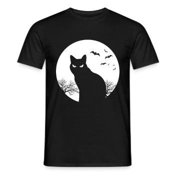 Cat Halloween Moon Gift Pet Cats - Men's T-Shirt - black - Front - AI Model Male 178 light (178cm)