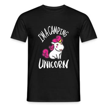 I am a Camping Camper Unicorn Kids Gift - Men's T-Shirt - black - Front - AI Model Male 178 light (178cm)