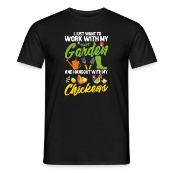 Garden chickens - Men's T-Shirt - black - Front - AI Model Male 178 light (178cm)