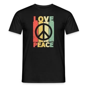 Jahfre années 70 Love Peace Hippie Gift Années 70 - T-shirt homme - noir - Devant - AI Model Male 178 light (178cm)