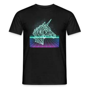 Unicorn 80s 80s 1980 retro disco gift - Men's T-Shirt - black - Front - AI Model Male 178 light (178cm)