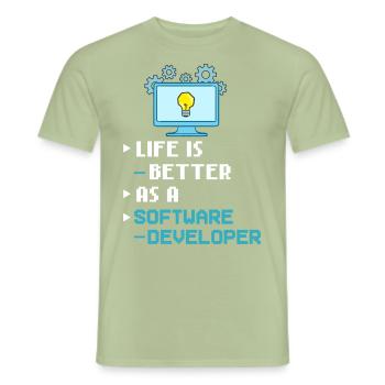 Software Entwicklung Softwareentwickler Entwickler - Männer T-Shirt - Sage - Vorne - AI Model Male 178 light (178cm)
