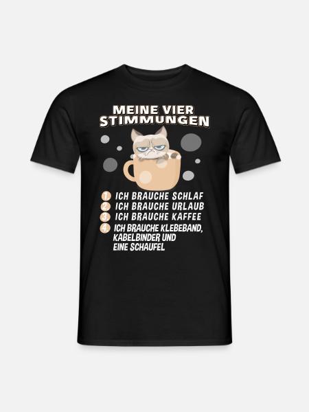 Katze Lustige Sprüche Kaffee Urlaub Müde T-Shirt - Männer T-Shirt - Schwarz