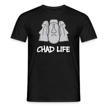 Chad Life : Giga Chad Moai Statue - Männer T-Shirt - Schwarz - Vorne - AI Model Male 178 light (178cm)