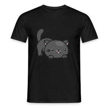 Chat mignon chaton mignon - T-shirt homme - noir - Devant - AI Model Male 178 light (178cm)