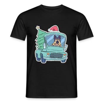 Christmas german shepherd christmas tree - Men's T-Shirt - black - Front - AI Model Male 178 light (178cm)