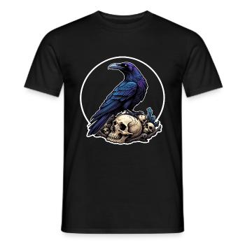 Big Raven Sitting on Sculls - Men's T-Shirt - black - Front - AI Model Male 178 light (178cm)