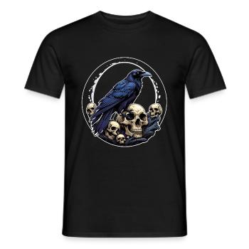 Big Raven Sitting on Sculls - Men's T-Shirt - black - Front - AI Model Male 178 light (178cm)