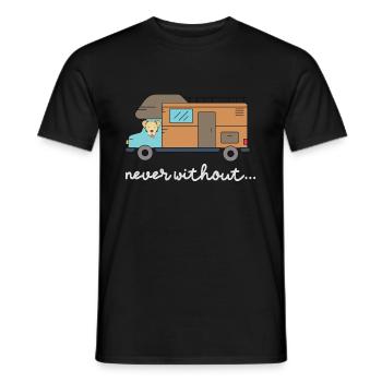 Camper dog camping adventure travel hiking - Men's T-Shirt - black - Front - AI Model Male 178 light (178cm)