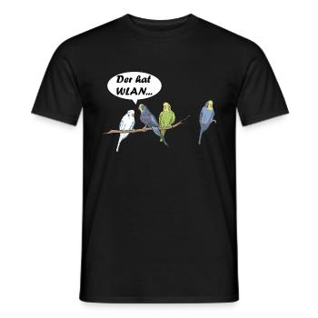 Der hat wlan Wellensittich lustige Sprüche Tiere - Männer T-Shirt - Schwarz - Vorne - AI Model Male 178 light (178cm)