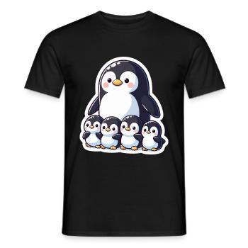 Petits pingouins pingouin famille mignon cadeau - T-shirt homme - noir - Devant - AI Model Male 178 light (178cm)