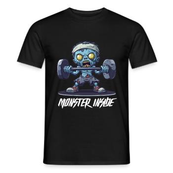 Monster Gym Shirt – Bodybuilding & Kraftsport - Männer T-Shirt - Schwarz - Vorne - AI Model Male 178 light (178cm)