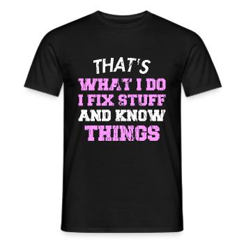 ÇA &5S CE QUE JE FAIS JE RÉPARE DES TRUCS ET JE SAIS DES CHOSES - T-shirt homme - noir - Devant - AI Model Male 178 light (178cm)