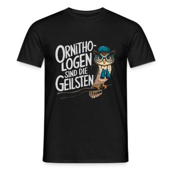 Ornithologen sind die Coolsten lustige Eule - Männer T-Shirt - Schwarz - Vorne - AI Model Male 178 light (178cm)