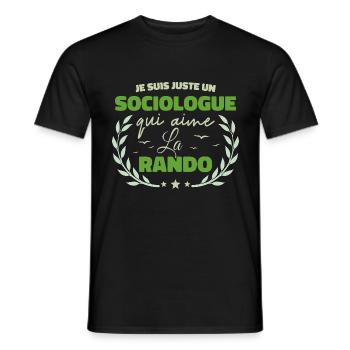 Fier d’être Sociologue et Passionné de la Randonné - T-shirt homme - noir - Devant - AI Model Male 178 light (178cm)