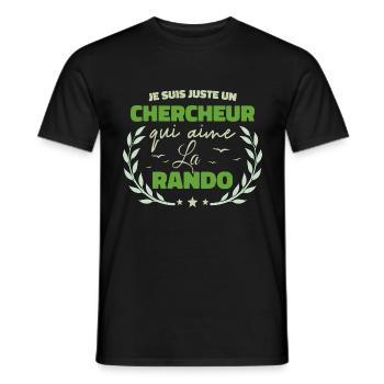 Fier d’être Chercheur et Passionné de la Randonnée - T-shirt homme - noir - Devant - AI Model Male 178 light (178cm)