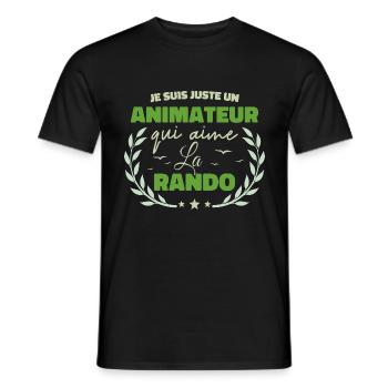 Fier d’être Animateur et Passionné de la Randonnée - T-shirt homme - noir - Devant - AI Model Male 178 light (178cm)