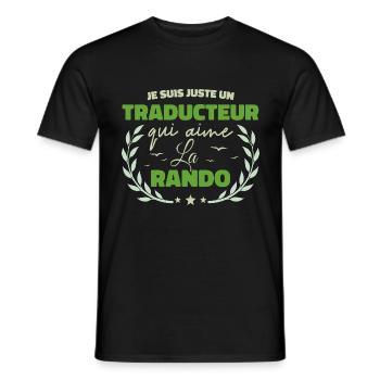 Fier d’être Traducteur et Passionné de la Randonné - T-shirt homme - noir - Devant - AI Model Male 178 light (178cm)