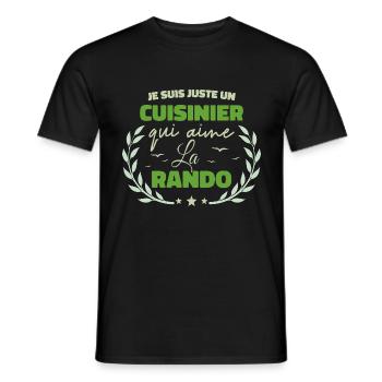 Fier d’être Cuisinier et Passionné de la Randonnée - T-shirt homme - noir - Devant - AI Model Male 178 light (178cm)
