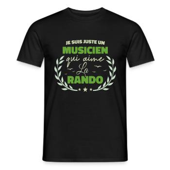 Fier d’être Musicien et Passionné de la Randonnée - T-shirt homme - noir - Devant - AI Model Male 178 light (178cm)