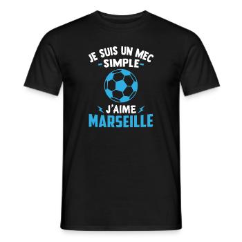 je suis un mec simple j'aime marseille - T-shirt homme - noir - Devant - AI Model Male 178 light (178cm)