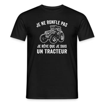 je ne ronfle pas je rêve que je suis un tracteur - T-shirt homme - noir - Devant - AI Model Male 178 light (178cm)
