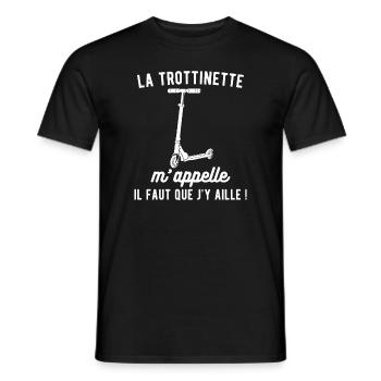la Trottinette m'appelle il faut que j'y aille - T-shirt homme - noir - Devant - AI Model Male 178 light (178cm)