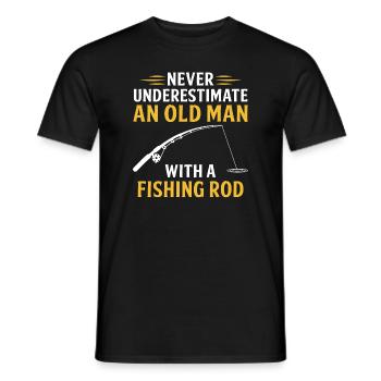 never underestimate an old man with a fishing rod - T-shirt homme - noir - Devant - AI Model Male 178 light (178cm)