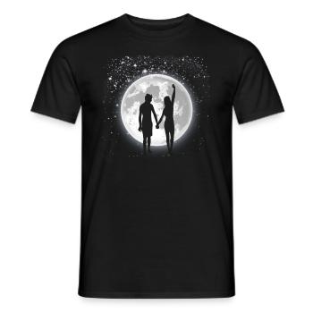 Moon star couple romantic valentines day gift - Men's T-Shirt - black - Front - AI Model Male 178 light (178cm)