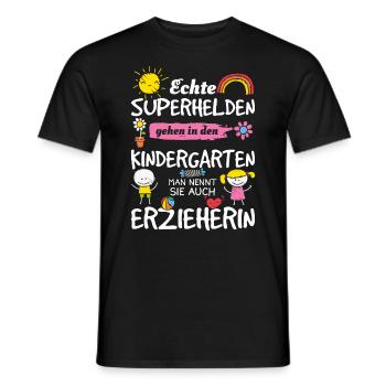 Echte Superhelden - Erzieherin Geschenkidee - Männer T-Shirt - Schwarz - Vorne - AI Model Male 178 light (178cm)