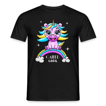 Gamer gamer gamer unicorn - Men's T-Shirt - black - Front - AI Model Male 178 light (178cm)