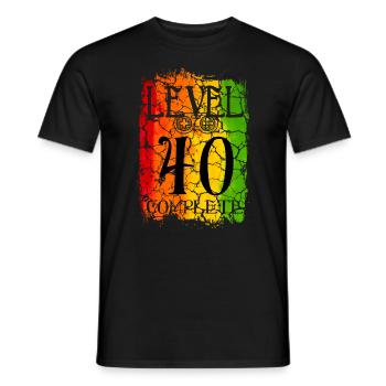 40th Birthday Gamer Level 40 complete - Men's T-Shirt - black - Front - AI Model Male 178 light (178cm)