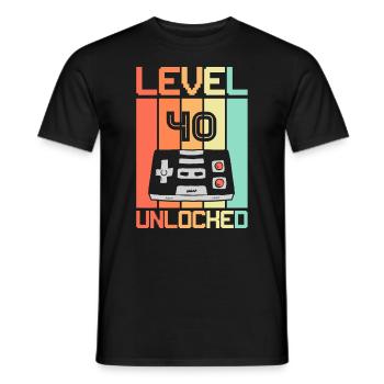 40th Birthday Retro Gamer Gift - Men's T-Shirt - black - Front - AI Model Male 178 light (178cm)