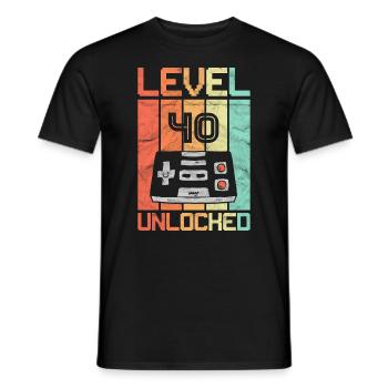 40e anniversaire Rétro Gamer Vintage Cadeau - T-shirt homme - noir - Devant - AI Model Male 178 light (178cm)