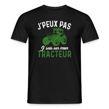 j'peux pas j'suis sur mon tracteur - T-shirt homme - noir - Devant - AI Model Male 178 light (178cm)