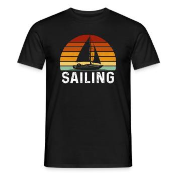 retro sailing captain sail t-shirt sailboat - Männer T-Shirt - Schwarz - Vorne - AI Model Male 178 light (178cm)