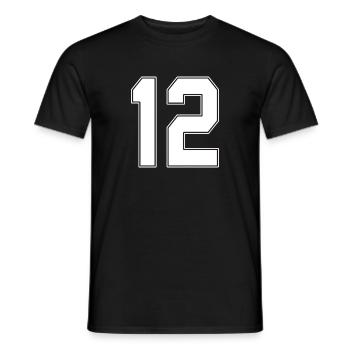 12 years old jersey number 12 - Men's T-Shirt - black - Front - AI Model Male 178 light (178cm)