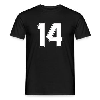 14 ans numéro maillot 14 - T-shirt homme - noir - Devant - AI Model Male 178 light (178cm)