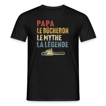 Papa le bûcheron le mythe la légende - T-shirt homme - noir - Devant - AI Model Male 178 light (178cm)