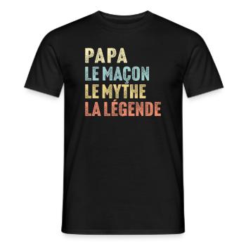 Papa le maçon le mythe la légende - T-shirt homme - noir - Devant - AI Model Male 178 light (178cm)