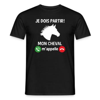 Je dois partir mon cheval m'appelle - T-shirt homme - noir - Devant - AI Model Male 178 light (178cm)