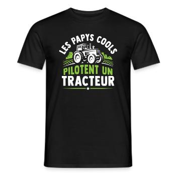 les papys cools pilotent un tracteur - T-shirt homme - noir - Devant - AI Model Male 178 light (178cm)