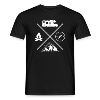 camping motorhome campfire compass camping - Männer T-Shirt - Schwarz - Vorne - AI Model Male 178 light (178cm)