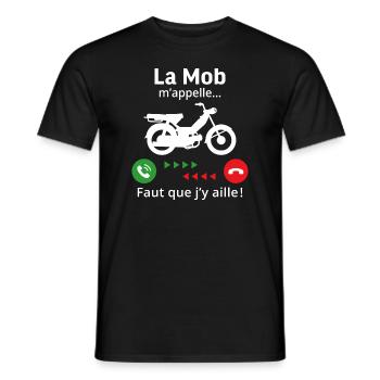 la mob m'appelle il faut que j'y aille ! mobylette - T-shirt homme - noir - Devant - AI Model Male 178 light (178cm)